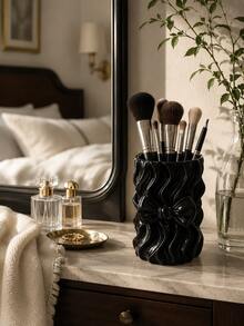 1pc Pearl Shell Toothbrush Holder, Luxury High-End Bowknot Girl Makeup Brush Holder, Jewelry Box, Silk Pen Holder, Makeup Brush Bucket, Desktop Storage Box, Storage Bucket, Office Supplies Desktop Multi-Function Storage, Thank You Teacher, Birthday Gift - Multicolor - View 2