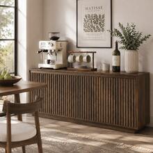 GIKPAL 63" Sideboard Buffet Cabinet, Fluted Storage Cabinet With Adjustable Shelves For Kitchen Dining Living Room, Natural - Walnut - View 2