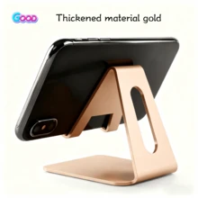 2/1 pieza Soporte universal de metal para teléfono/tableta, antideslizante y a prueba de golpes, adecuado para transmisión en vivo, ángulo ajustable, para ver películas y cargar, accesorio de escritorio creativo - Oro rosa - Ver 10