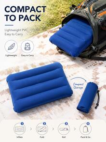 Minimalist Solid Color Rectangular Inflatable Pillow, Flocked Fabric, Lightweight Foldable Portable Outdoor Sleeping Pad, Suitable For Camping, Hiking, Beach, Picnic - Multicolor - View 6