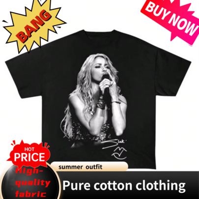 T-shirt Vintage Shakiras 2025, T-shirt de Música, Presente para Mulher e Homem, T-shirt Oversized