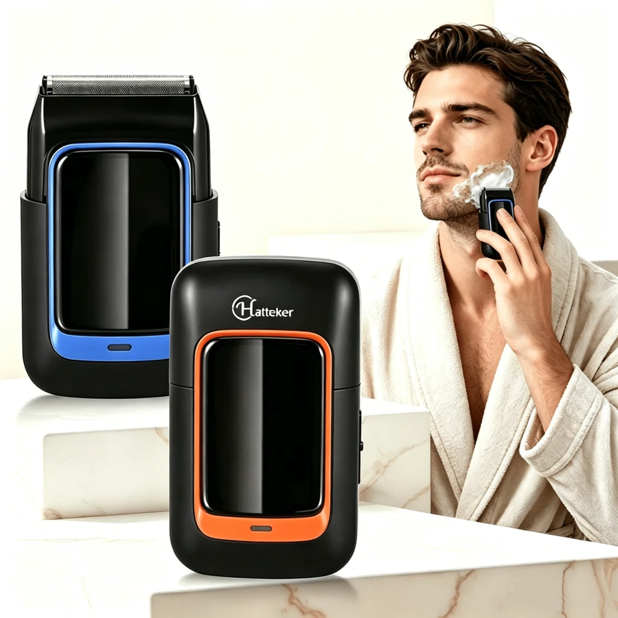 Hatteker 1 buah Alat Cukur Bolak-balik Kepala Ganda Isi Ulang USB, Pemangkas Jenggot & Rambut Pria, Alat Cukur & Pemutih untuk Barbershop
