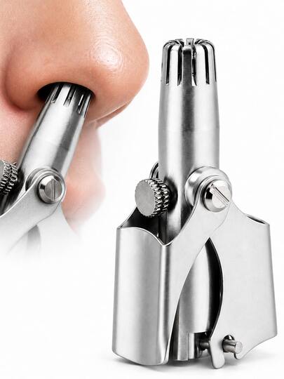 5pcs Stainless Steel Manual Nose Hair Trimmer Silver Tone Compact Portable Grooming Tool Personal Care Accessory For Men Women Adults Home Bathroom Travel Daily Nose Care Reusable Manual Cutting Device Easy Operation Design Without Battery Needed Pra