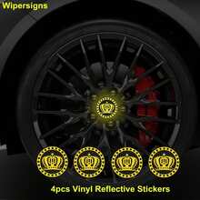 4pcs/Set Crown Pattern Car Wheel Hub Reflective Stickers - Vinyl Self-Adhesive Safety Warning Stickers, Suitable For SUV And Trucks, Fashionable Appearance Decorative Stickers, Enhance Night Driving Safety, Made Of High-Grade Reflective Vinyl Material, High Visibility In Low Light/Dark Environments, Waterproof And Weather-Resistant, Suitable For Outdoor Use, Easy To Apply On Wheel Rims - A - View 11