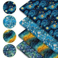 4 Pcs Set Van Gogh Art Print Fabric - (55x45cm/25x25cm) Pre-Cut Polyester Fabric With Starry Night, Almond Blossom & Iris Patterns - Suitable For DIY Sewing, Scrapbooking, Tablecloths And Crafts - Van Gogh - View 8