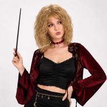 Women's Short Layered Synthetic Wig With Golden Curls, Breathable Rose Mesh Cap Design, Voluminous And Comfortable, Made Of High-Temperature Rose Mesh Material, Suitable For Cosplay Parties, Stage Performances And Daily Wear - Gold - View 2