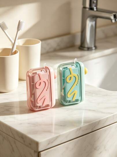 1pc New Automatic Pop-Up Portable Floss Box, High-End Travel Floss Box With Ultra-Fine Floss And Toothpick, Keeps Breath Fresh, Compact And Convenient To Carry, Essential For Back To School And Travel