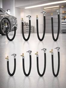 Tire Inflator Hose Adapter, Locking Air Chuck Extension Hose, Braided Air Pump Extension Tube, Twist-On To Lock-On Quick Connect Converter, Brass Fine Thread Air Compressor Attachment, Heavy Duty No Leak Tire Chuck For Car Motorcycle Bike - A - View 5