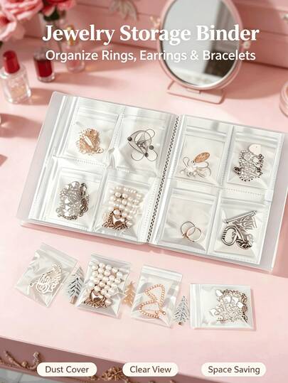 Klares Anti-Oxidations-Schmuckaufbewahrungsheft, Multi-Raster Ohrring Ring Halskette Organizer Album, tragbarer staubdichter Reise-Schmuckaufbewahrungsordner. Schmuckanordnung für Zuhause und Kommode, Geschäftsreise-Aufbewahrung, tägliche Kosmetik-Kombination