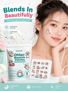 Cute Cartoon Pattern Acne Patches, Gentle Formula Comfortable Skin-Friendly Natural Acne Care Acne Patches - Otter - View 2