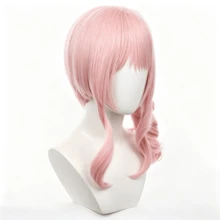 粉色長款女用假髮，動漫 Cosplay 單馬尾假髮，附逼真頭皮層，約 17 英吋，適合日常配戴與展會使用 - 粉色 - 查看 2