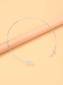 outingfit 1pc Leaf Collar Necklace, Niche High-End French Style Rhinestone Clavicle Chain, Minimalist Fashion Versatile Daily Accessory - Leaf - View 5