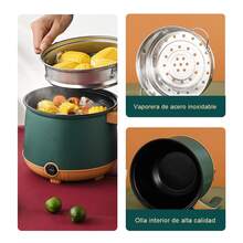 1 Pc Olla Eléctrica Multifuncional + Sartén Antiadherente 2 En 1 | Capacidad De 2.2 Litros / 300W-600W Ajustable | Ideal Para Hacer Sopas / Saltear / Uso Doméstico | Con Vaporera De Acero Inoxidable + Tapa De Vidrio | Calentamiento Uniforme | Cocina Rápida - Blanco - Ver 11