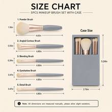 6pcs Mini Makeup Brush Set With Mirror Storage Box, 5 Soft Face And Eye Brushes, Nude/Blue Portable Travel Makeup Kit, Suitable For Back To School, Dorm, Daily Touch-Ups And Outdoor Use, Ideal Gift For Global Holidays - A - View 5