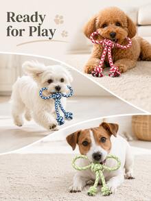 1 pieza Juguete para perros con forma de mariposa de cuerda de colores mixtos, juguete de tirón trenzado para mascotas, adecuado para juegos interactivos, entrenamiento de lanzamiento y transporte, accesorio de juego diario para cachorros y perros pequeños a medianos - Multicolor - Ver 5