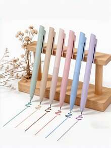 6Pcs Retractable Ballpoint Pen,Neutral Pen Set,0.5mm Fine Point Quick Dry Smooth Writing Pastel Ink Pens, Aesthetic Cute Journaling Note Taking School Office Stationery Supplies For Adult,Essential For Starting School And Office,Best Gift For Friend. - Ballpoint Pen - View 4