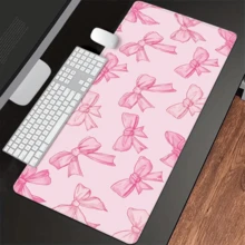 Pink Bowknot Desk Pad Mouse Pad Large Cute Girly Style Laptop & Gaming Keyboard Mouse Pad Non-Slip Stitched Edge Desktop Mat Office Desk Accessory Aesthetic Office & School Desk Decor 31.5 * 15.7 Inches - 847-bow Tie - View 12