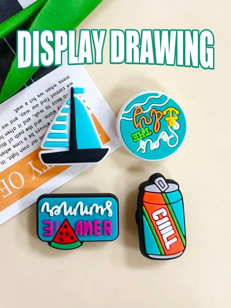 24 buah Hiasan Sepatu DIY PVC Kreatif Seri Musim Panas Berwarna-warni, Cocok untuk Pesta Musim Panas dan Hadiah Ulang Tahun - Mint Green - View 9