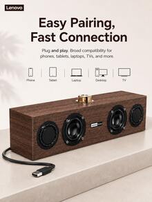 Lenovo Desktop Bluetooth Speaker Wooden Design, USB Powered Stereo Computer Speaker With Deep Bass Suitable For Laptop PC Gaming Music - View 8