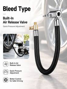 Tire Inflator Hose Adapter, Locking Air Chuck Extension Hose, Braided Air Pump Extension Tube, Twist-On To Lock-On Quick Connect Converter, Brass Fine Thread Air Compressor Attachment, Heavy Duty No Leak Tire Chuck For Car Motorcycle Bike - A - View 7