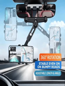 Car Rearview Mirror Navigation Mount Universal Back Mirror Bracket Telescopic Multi-Function Car Phone Holder Rotatable Adjustable Stable One-Hand Operation Easy Installation No Need To Look Down For Phone Viewing Enhanced Driving Safety Compatible With All Phones Multiple Styles Available Essential Gift For Drivers - A - View 6