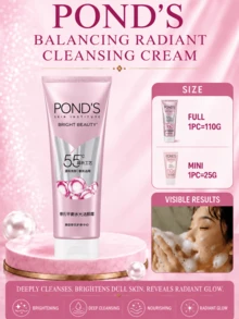 Pond's 旁氏平衡水光潔顏霜,正裝110g,小樣25g，溫和清潔卸妝,滋潤清潔,去角質縮小毛孔,適合乾敏肌膚 - 平衡水光潔顏霜 - 查看 2