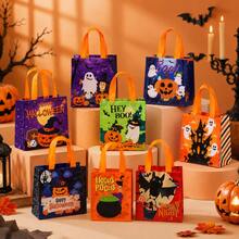 Halloween-Themen Handgeschenktüten, Kürbis-Geist-Fledermaus-Muster Süßigkeitentüten, Party-Geschenkverpackungstüten, Feiertags-Dekorations-Aufbewahrungstüten, Halloween-Party kleine Geschenktüten - Mehrfarbig - Übersicht 10