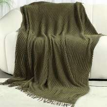 Bohemian Style Tassel Decorative Blanket, Soft Acrylic Lightweight Throw, Suitable For Sofa And Bed, 50x60/60x80 Inches, All Season Use - Black - View 5