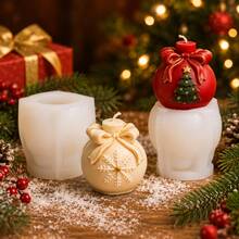 Zhonghui Mold 3D聖誕裝飾禮物球矽膠模具，蝴蝶結雪花樹Merry Xmas蠟燭模，適用DIY手工皂、樹脂、石膏及節日裝飾手工藝 - 聖誕節 - 查看 7