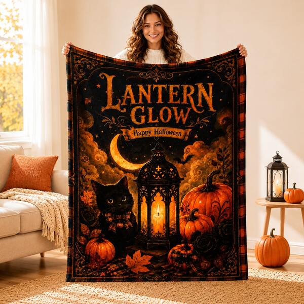 1 buah Selimut Flanel Motif Kucing Hitam Bertema Halloween Vintage, Selimut Lembut dan Hangat untuk Tidur Siang, Cocok untuk Sofa, Kantor, Tempat Tidur, Berkemah, Perjalanan, Serbaguna untuk Liburan, Ulang Tahun, dan Hadiah Harian