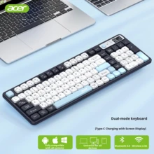 Acer Tablet Keyboard Wireless Bluetooth Dual-Mode Keyboard And Mouse Set Rechargeable Laptop Desktop Computer Office Gaming Mechanical Feel Keyboard IPad Android MAC Phone Tablet Universal - Charging Version - With Display Screen [Single Keyboard] - View 11
