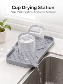 Silicone Sink Drain Tray With Drainage Hole, Soap And Sponge Storage Rack, Countertop Sink Brush And Soap Organizer, Kitchen Storage And Organization Rack - Multicolor - View 2