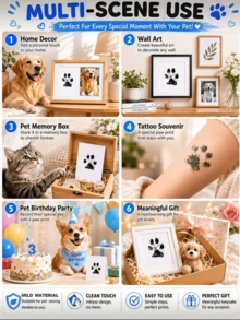 1 Set Pet Ink Pad, Suitable For Dogs And Cats, Water-Soluble Ink, Includes Paw/Hand/Nose Print Set - Dog Paw Print, Nose Print, Hand Print Set, Recommended By Kindergarten Teachers, Easy To Clean, High-Definition Stamp Pad, Multiple Colors Available, Clean Touch Footprint Component, Halloween Gift, Christmas Gift (Black), Birthday Gift, Creative DIY Toy For Girls - one-size - View 8