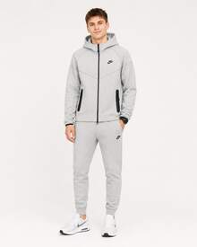 Nike Sportswear Solid Color Logo Hoodie Jacket Men's Dark Gray - 灰色 - 查看 5
