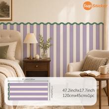 SUPSTICKER 1件波浪邊條紋半牆貼，可移除且租屋友善，17.7x35.4/47.2英吋，適用於客廳、臥室、玄關 - 多色 - 查看 14