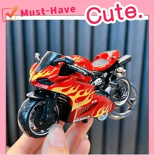 AD Alloy Flame Motorcycle Keychain, Spring-Back Inertia Motorcycle Model Pendant, Boys Realistic Motorcycle Toy Key Chain - Flame Motorcycle - View 5