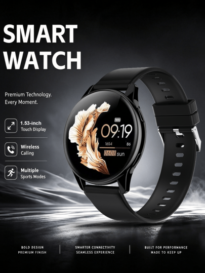 QAGSFLC Hot Fashion Sports Smart Watch, Women's Watch, Wireless Calling, Calorie, Pedometer, Stopwatch, Message Notification, Remote Camera, Music Control, Sports Mode, USB Cable Charging Multi-Function Men's Watch
