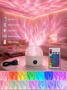 1 cái/2 cái đèn chiếu hiệu ứng sóng gợn LED có điều khiển từ xa, màu sắc tùy chỉnh, đèn chiếu đêm phòng ngủ, rạp phim tại gia, đèn chiếu trần tạo không khí lãng mạn, đèn chiếu trang trí đa cảnh cho các dịp lễ - Nhiều màu - Xem 3