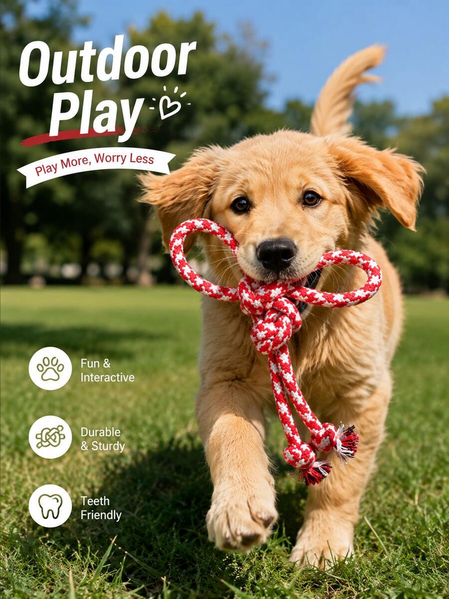 1 pieza Juguete para perros con forma de mariposa de cuerda de colores mixtos, juguete de tirón trenzado para mascotas, adecuado para juegos interactivos, entrenamiento de lanzamiento y transporte, accesorio de juego diario para cachorros y perros pequeños a medianos - Multicolor - Ver 1