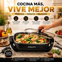 Sartén Eléctrico Profesional Sokany 6L, Ultraligero Y Portátil, Antiadherente Multifuncional De 1500W. Tapa De Vidrio Tipo Horno, Temperatura Ajustable, Ideal Para Cocinar Freír, Hervir Y Más Negro - Tipo de Enchufe A Japonés (100V) - Ver 8
