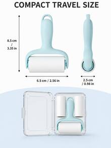 Portable Mini Lint Roller Set With Transparent Travel Storage Box And 3 Adhesive Rollers, Compact Clothing/Luggage/Travel Lint Remover, 4 Colors Available - Multicolor - View 9