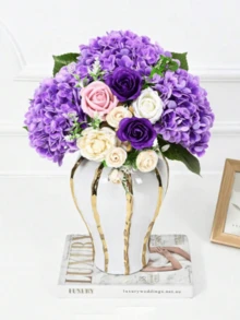 9/6/3/1 Purple Simulated Hydrangea Flower, Suitable For Weddings, Bridal Bouquets, Home And Room Decoration, Autumn Styling, Halloween, Parties, Bedrooms, Bathrooms, Desktop Decorations, Outdoor Scenes, Wall Decoration, And Office Decoration - Light Purple - View 3
