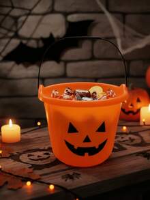 Halloween Pumpkin Bucket Candy Basket Halloween Decoration Halloween Party Favors - 桶 - 15x19cm - 查看 1