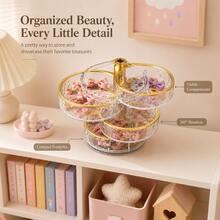 1pc Multi-Layer Rotating Hair Accessory Storage Box, Suitable For Baby Supplies, Infant Essentials, Hair Accessories, Children's Room - Multicolor - View 5