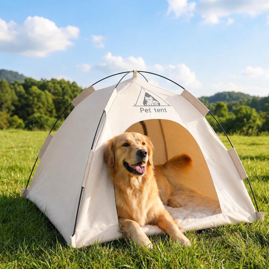 抗焦慮開放式寵物帳篷，貓咪與小型犬舒壓隱蔽監控床，免工具組裝，室內外旅行通用