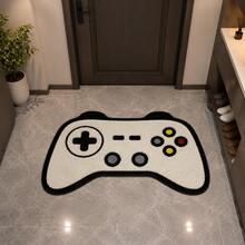 1pc White Game Controller Shaped Faux Cashmere Material Carpet, Creative Fun Irregular Bedroom Rug, Non-Slip Decorative Floor Mat For Home Living Room Gaming Room, Hallway Corridor Innovative Carpet - White - View 4