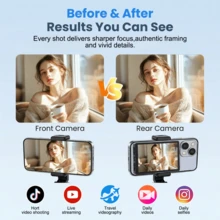 Monitor Selfie Vlog Ponsel Magnetik Nirkabel, Layar HD, Baterai Dual Power 3.6V/Pengisian USB, Kompatibel dengan Ponsel iOS dan Android, dengan Kontrol Jarak Jauh, Penjelajah Kamera Belakang dengan Remote Cincin Bluetooth, Cocok untuk Live Streaming, Pembuatan Konten, Perekaman Video Selfie, Hadiah Musim Semi, Ulang Tahun, Hadiah Hari Valentine Ideal untuk Pembuat Vlog - Versi Senyap Berwarna-warni - View 4