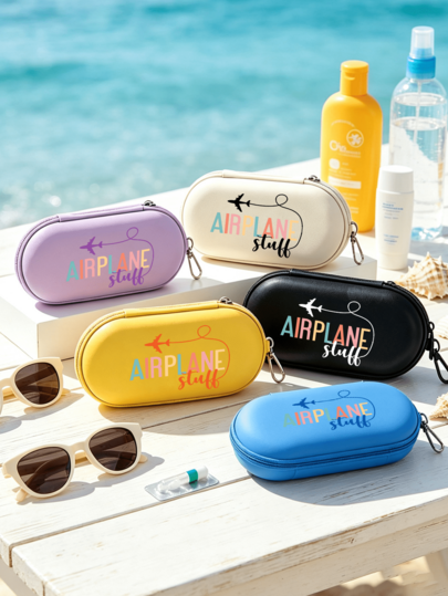 EVA Glasses Storage Case, Travel Glasses Storage Case, Travel Theme Silhouette Airplane Route And Rainbow Letter Pattern Portable Sunglasses Case, Goggles Storage Case, Suitable For School, Travel And Daily Outdoor Activities, Ideal Gift For Mothers, Students, Best Friends, Classmates, Teachers, Perfect Choice For Teacher's Day, Back To School Season, Aviation Enthusiasts, Birthday And Holiday Gifts, Suitable For Airport Carry, Campus Commute, Airplane Travel, Swimming, Training Equipment And Daily Sunglasses Protection