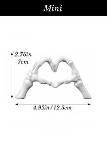 1pc Hand Gesture Desktop Decor, Skeleton Couple Statue, Creative Wedding Home Ornament, Heart-Shaped And Hand-Shaped Small Sculpture, Suitable For Living Room, Bookshelf, Coffee Table, Home Decor, Bedroom, Office, Student Use, Halloween Gift, Winter Valentine's Day Gift - Multicolor - View 9