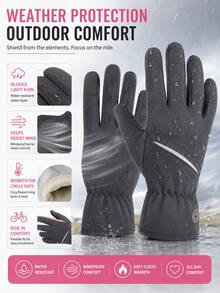 Winter Fleece Touchscreen Gloves, Unisex, Windproof, Waterproof, Warm, Non-Slip Grip, Suitable For Driving, Cycling, Commuting And Outdoor Activities - Multicolor - View 5